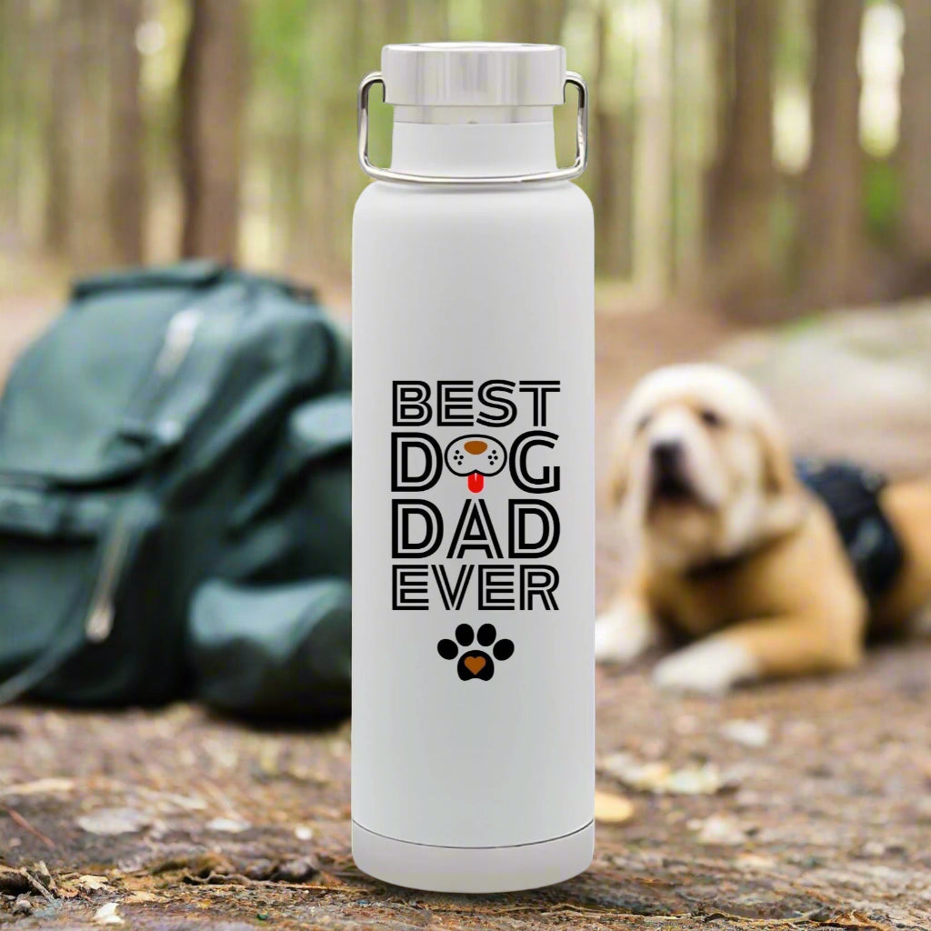 Best Dog Dad Ever 650ml Water Bottle, Wide Opening Double-walled Stainless Steel with Copper Vacuum Insulation