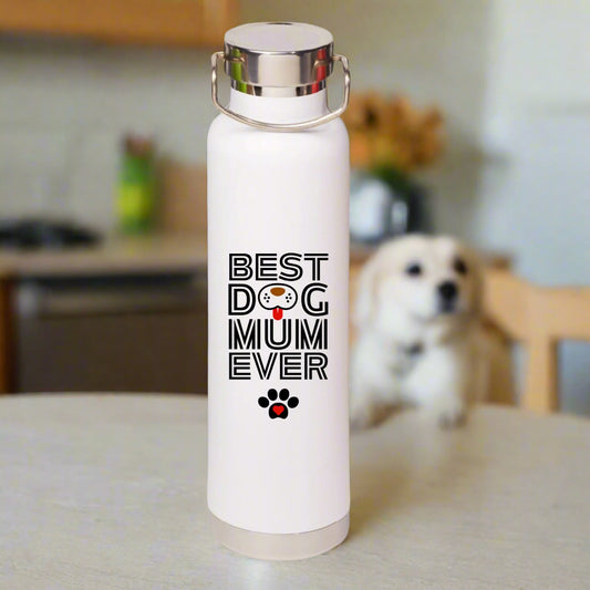 Best Dog Mum Ever 650ml Water Bottle, Wide Opening Double-walled Stainless Steel with Copper Vacuum Insulation
