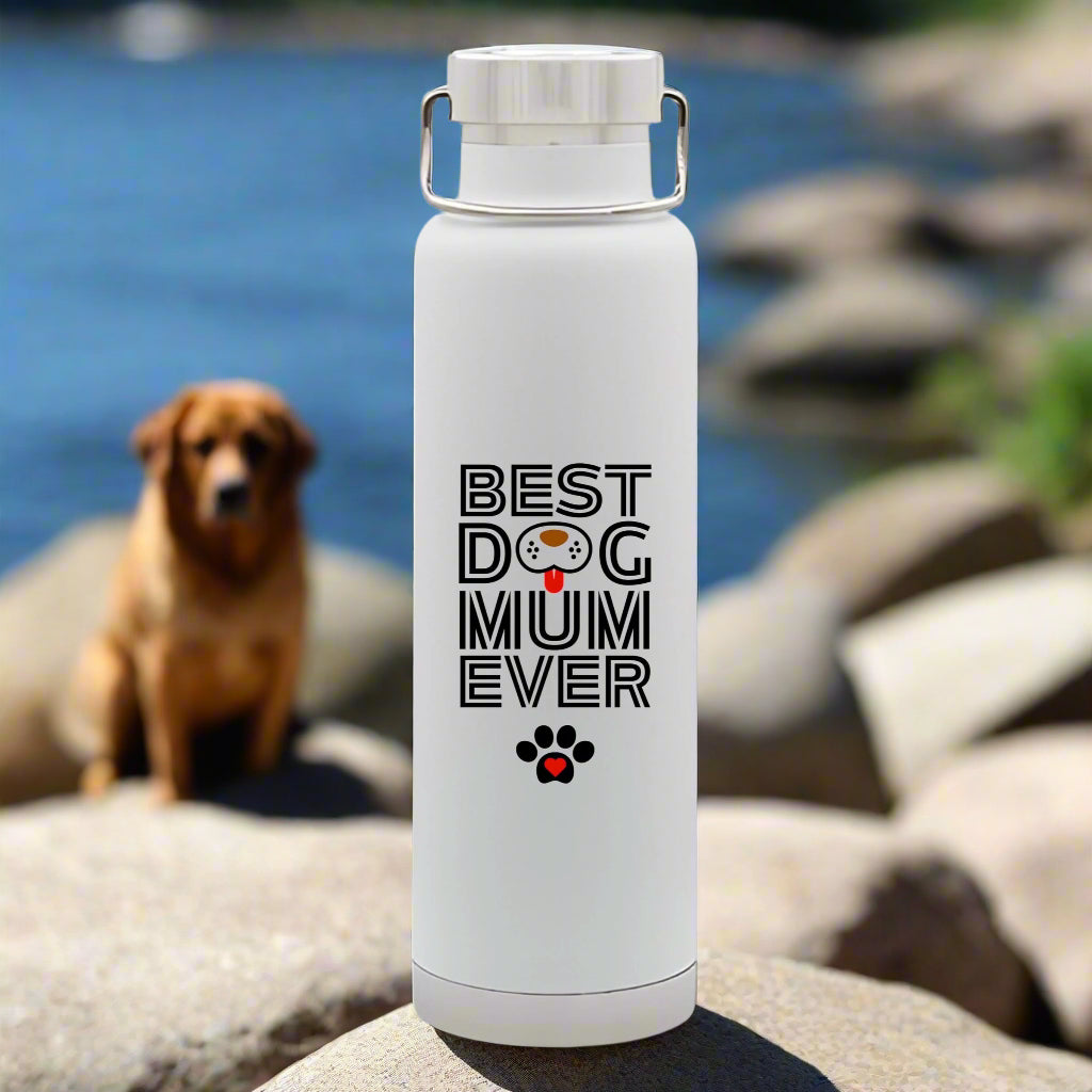 Best Dog Mum Ever 650ml Water Bottle, Wide Opening Double-walled Stainless Steel with Copper Vacuum Insulation
