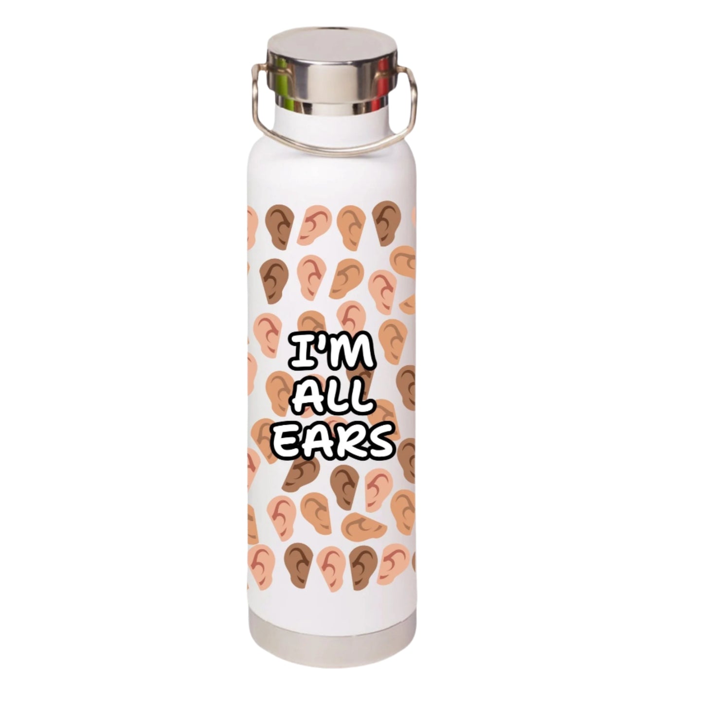 I'm All Ears Audiologist Wide Opening Double-walled Stainless Steel with Copper Vacuum Insulation, 650ml Water Bottle Audiology Gift