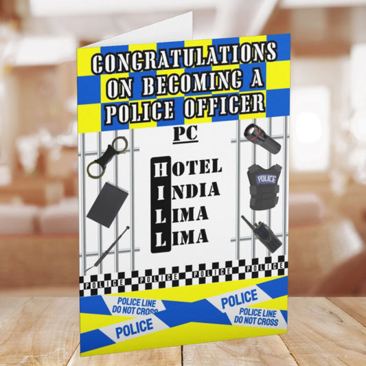Personalised Congratulations On Becoming A Police Officer Phonetic Alphabet Card, Police Graduation Card, Police Promotion Card