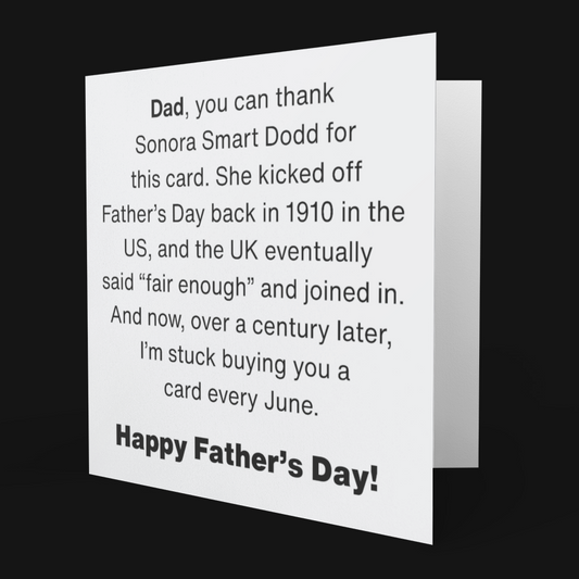 Father's Day card with text on a black background