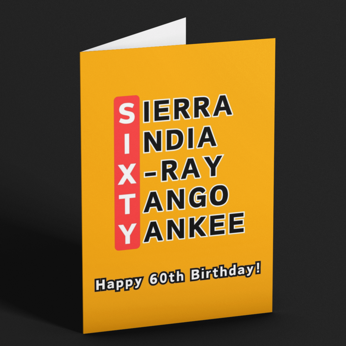 60th Birthday Phonetic Alphabet Card