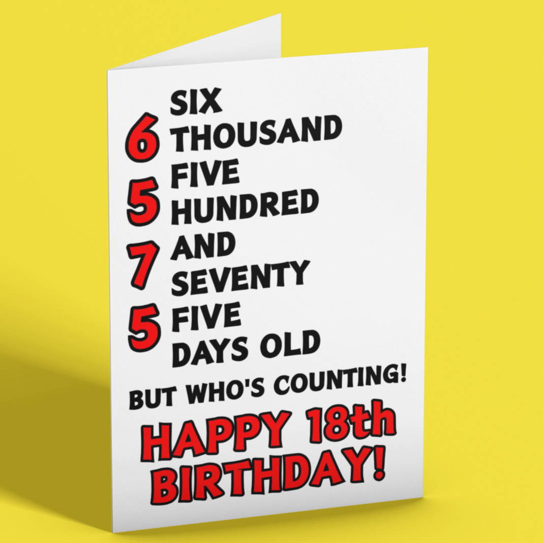 6575 Days Old But Who's Counting, Fun 18th Birthday Card