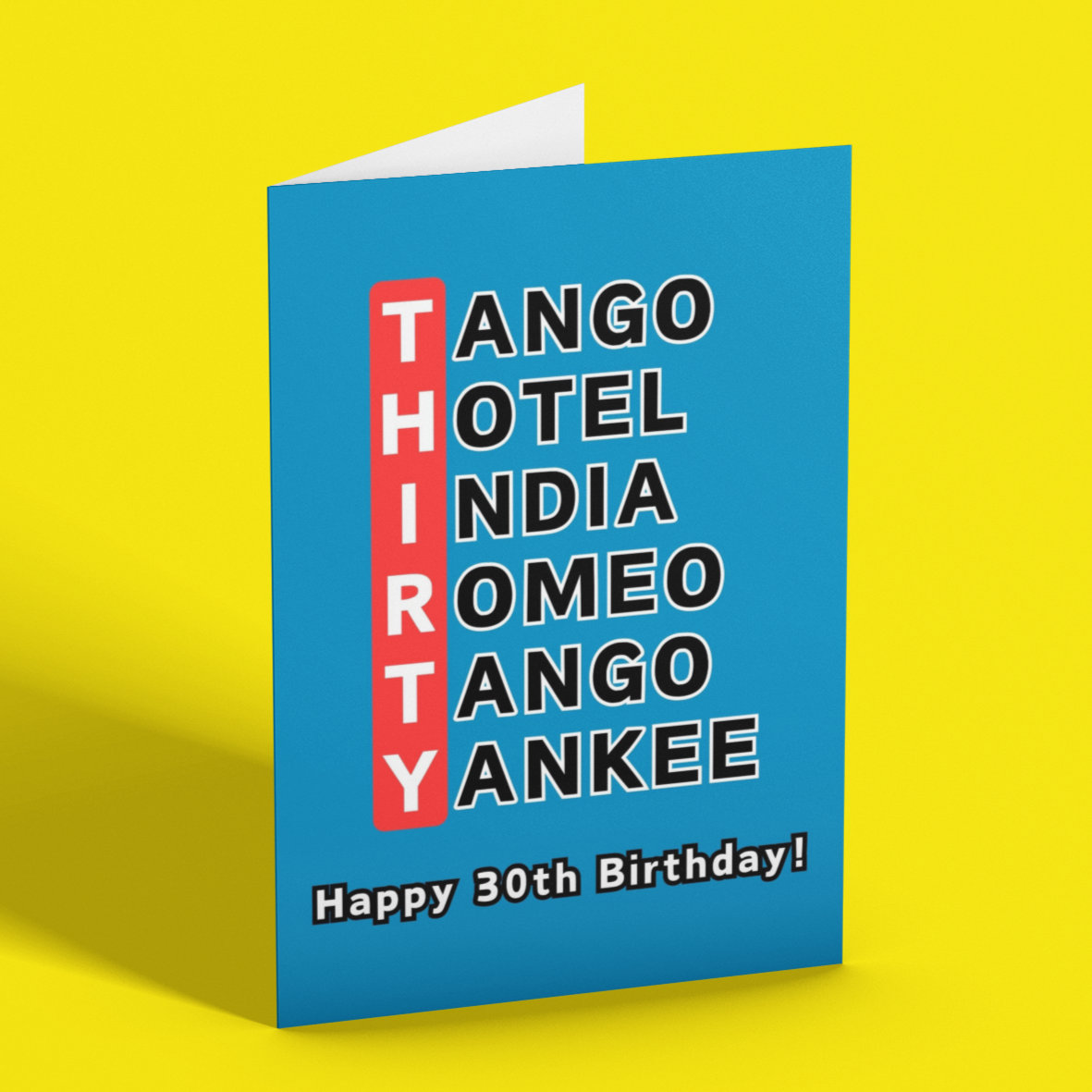 30th Birthday Phonetic Alphabet Card