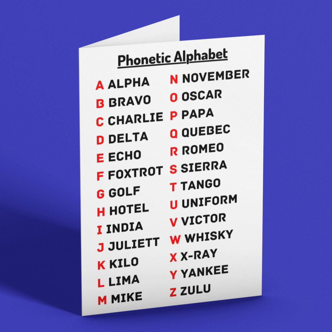 Unique Phonetic Alphabet Greeting Card