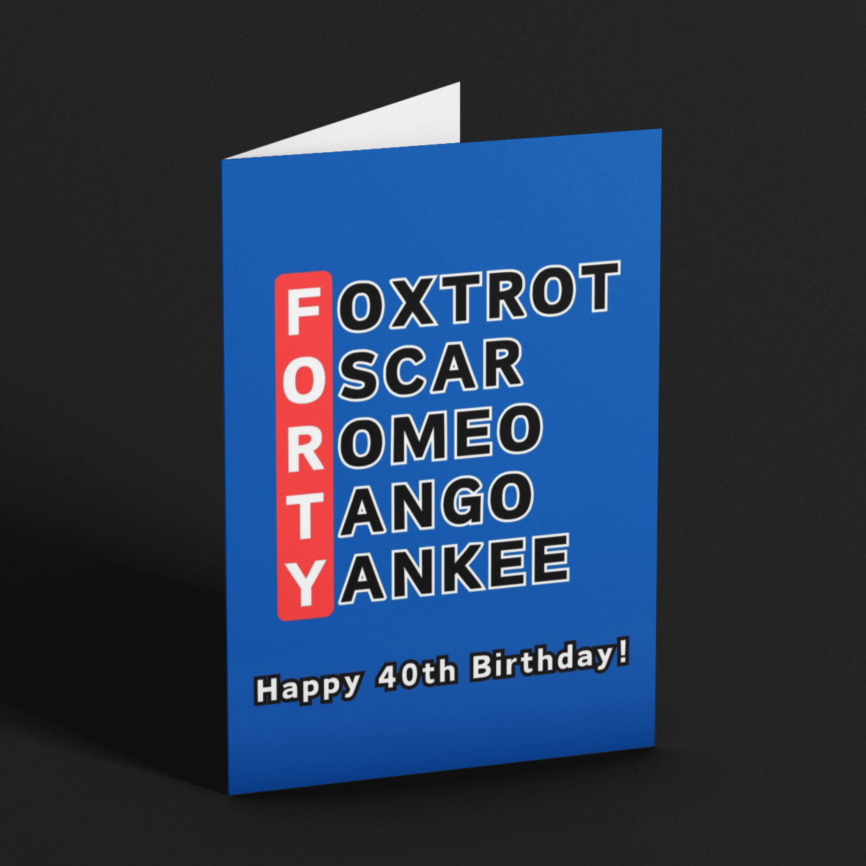 40th Birthday Phonetic Alphabet Card