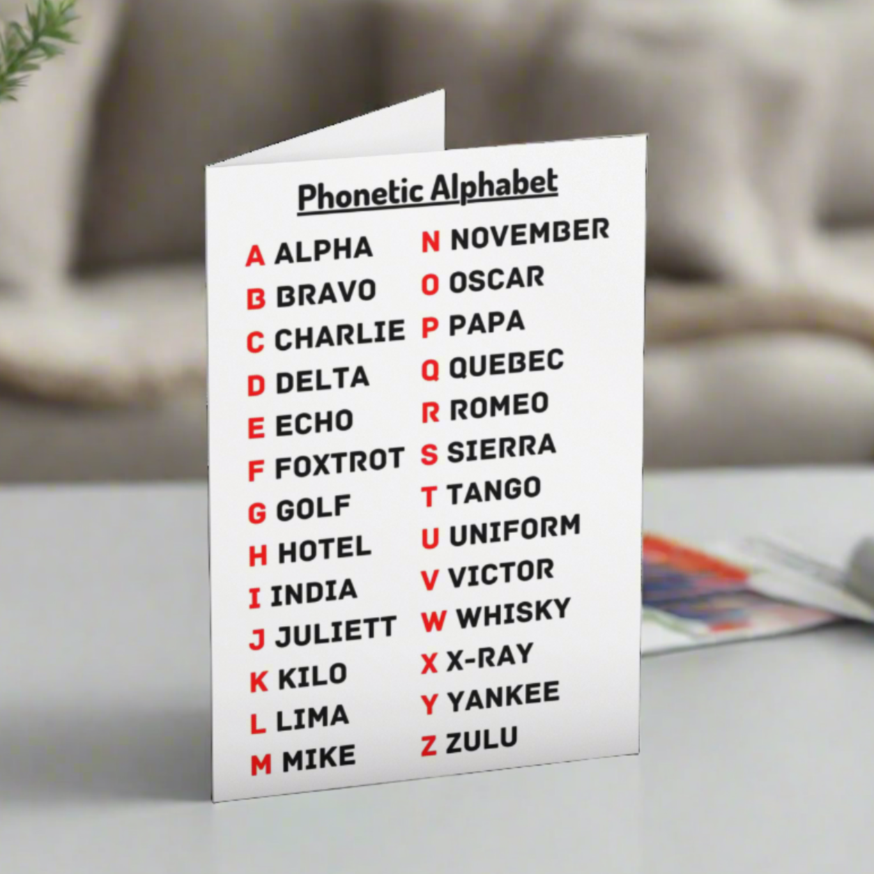 Unique Phonetic Alphabet Greeting Card