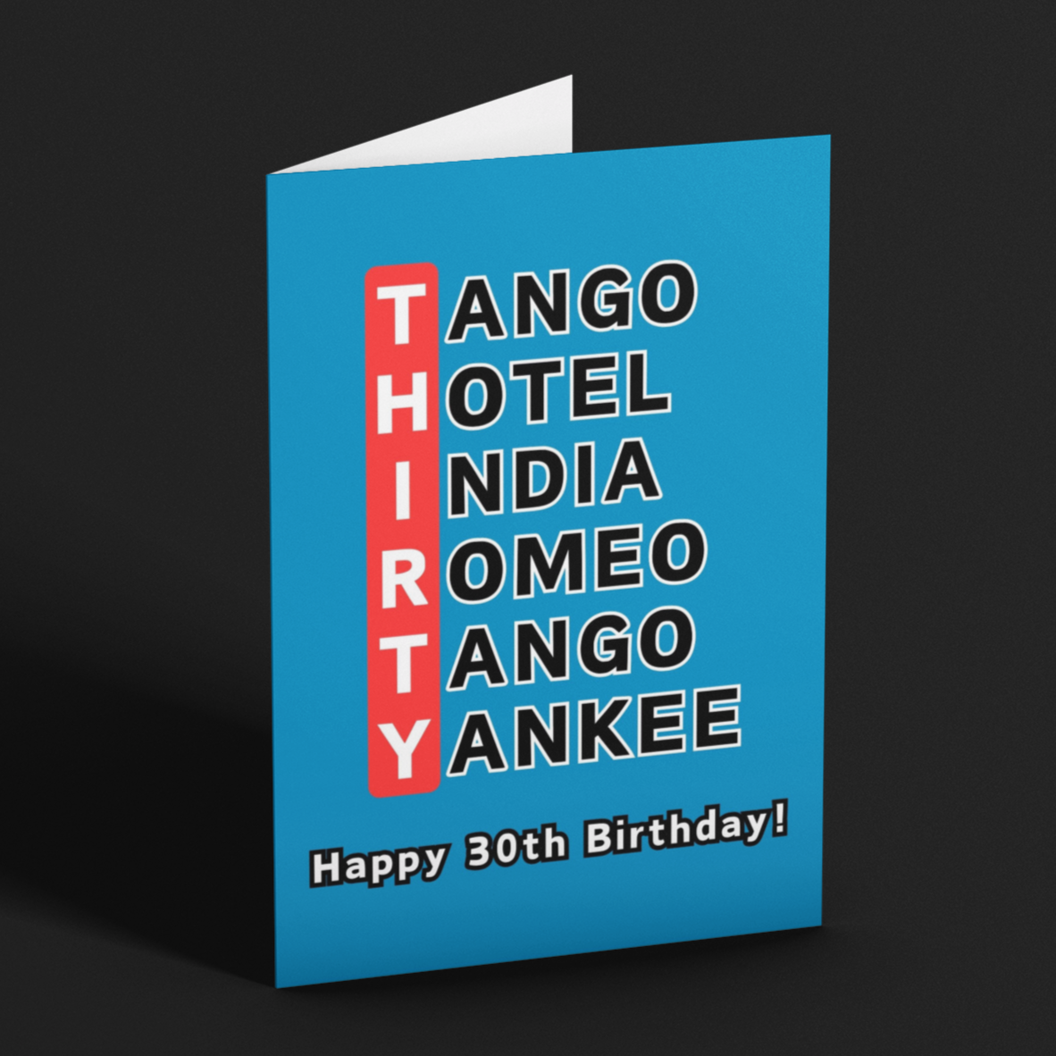 30th Birthday Phonetic Alphabet Card