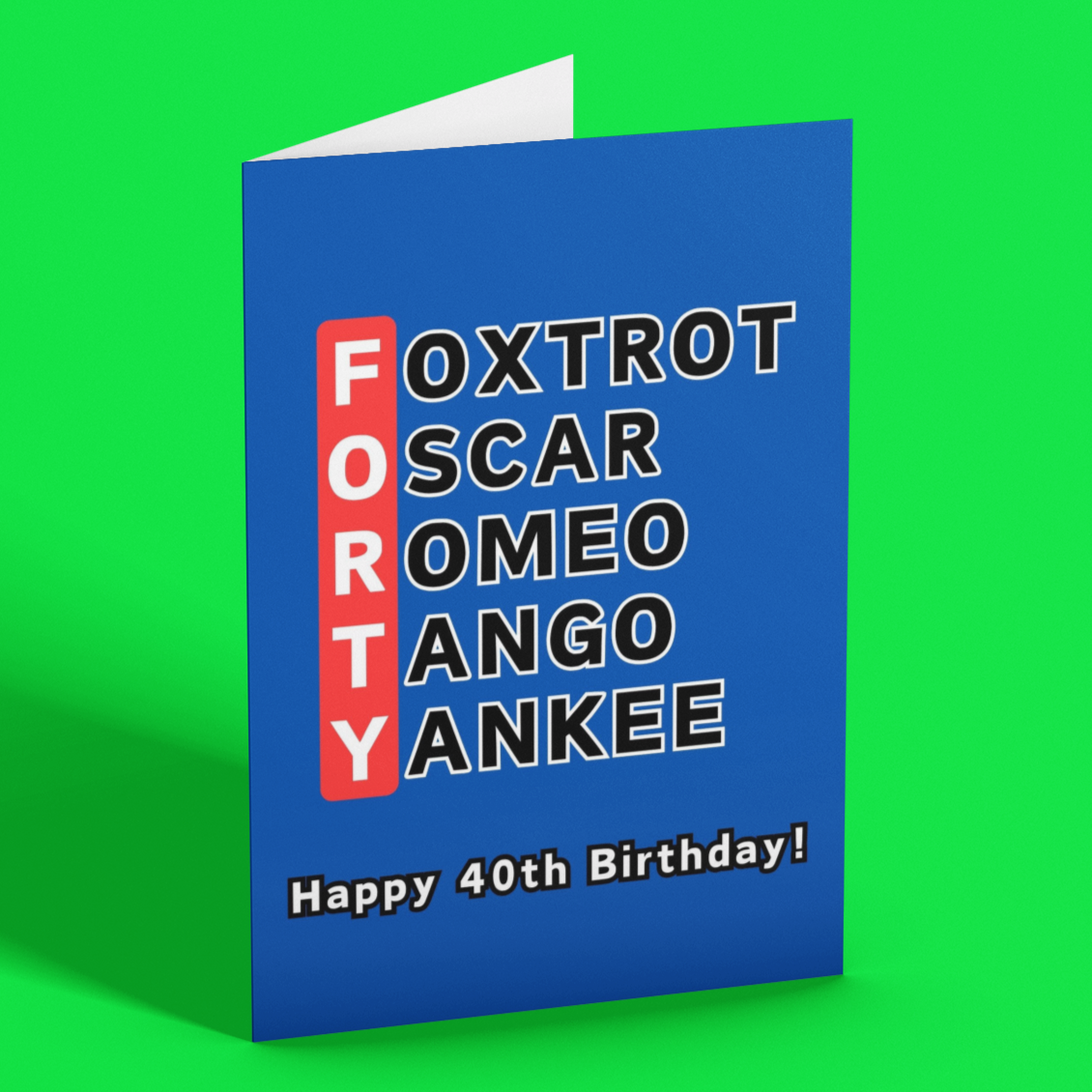40th Birthday Phonetic Alphabet Card