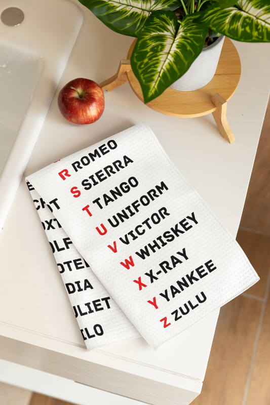 Phonetic Alphabet Tea Towel 100% Cotton Half Panama