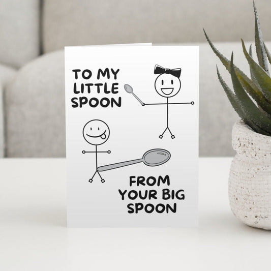 Little Spoon Big Spoon Anniversary Card - Click Of A Button Prints