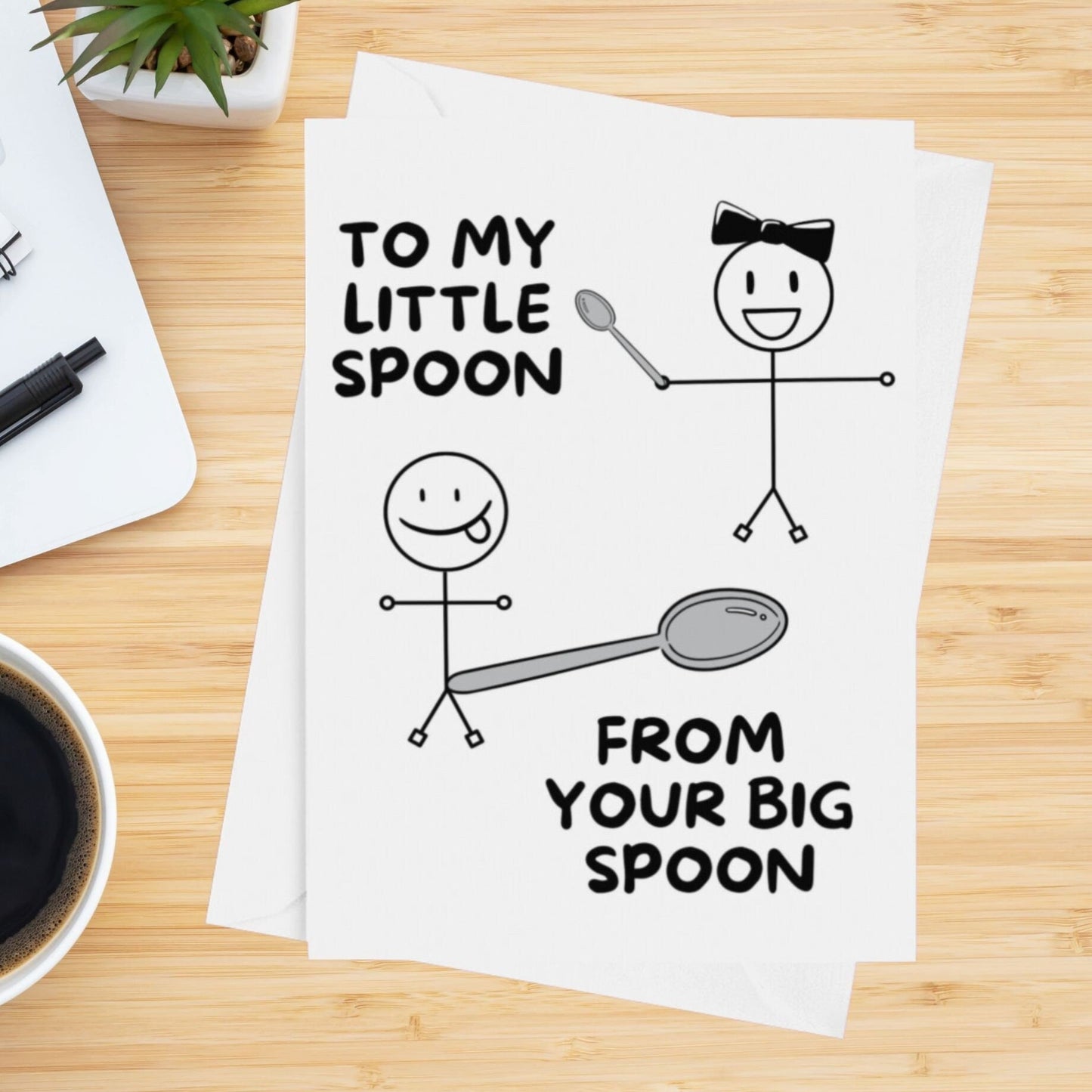 Little Spoon Big Spoon Anniversary Card - Click Of A Button Prints