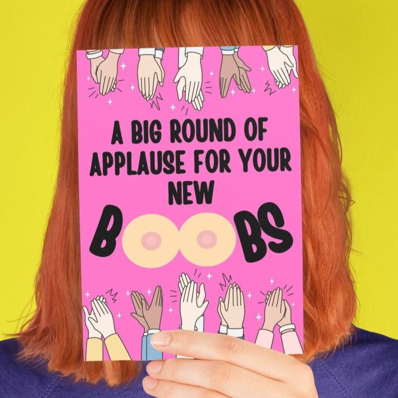 A Big Round Of Applause For Your New Boobs Card - Click Of A Button Prints