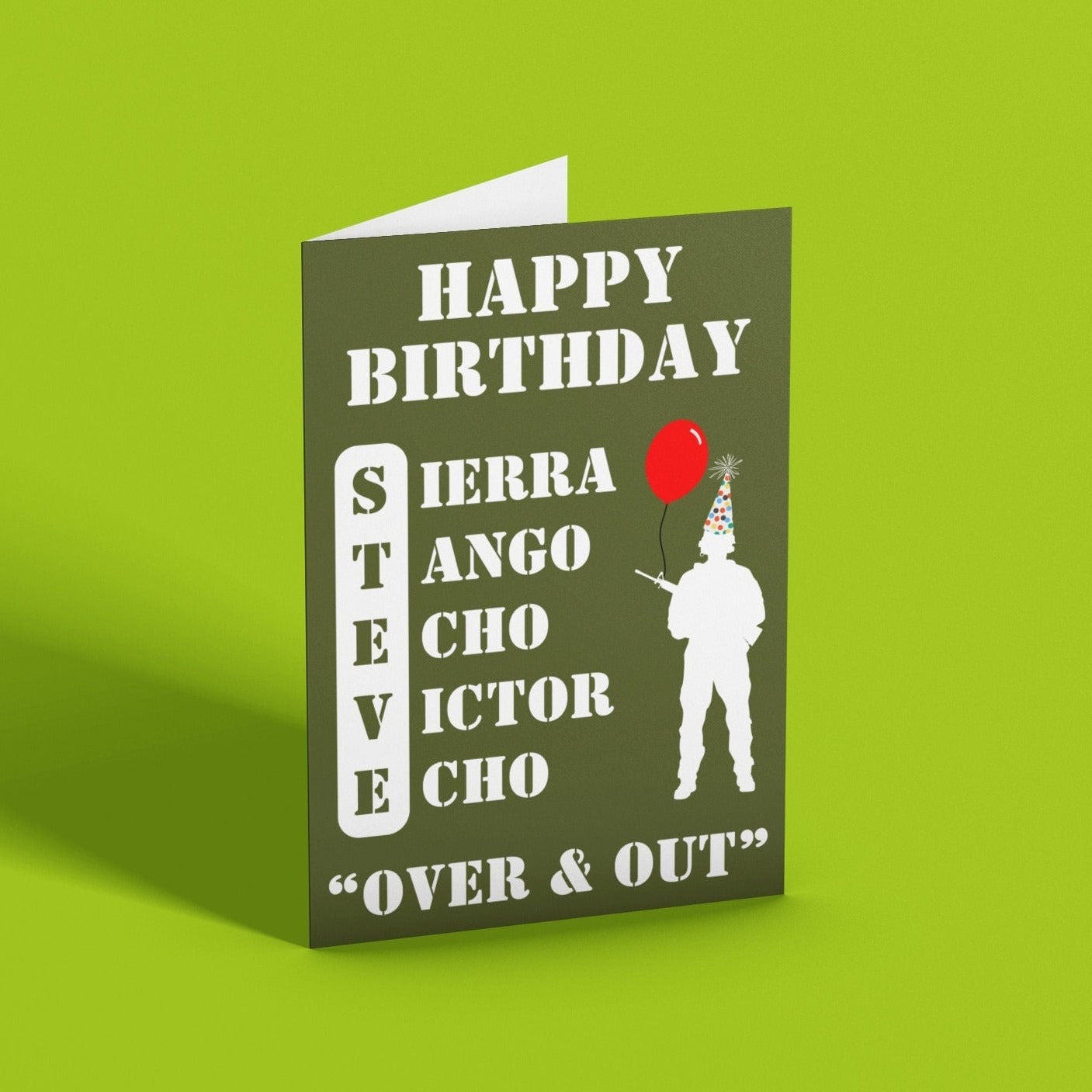 Personalised Military Phonetic Alphabet Birthday Card - Click Of A Button Prints