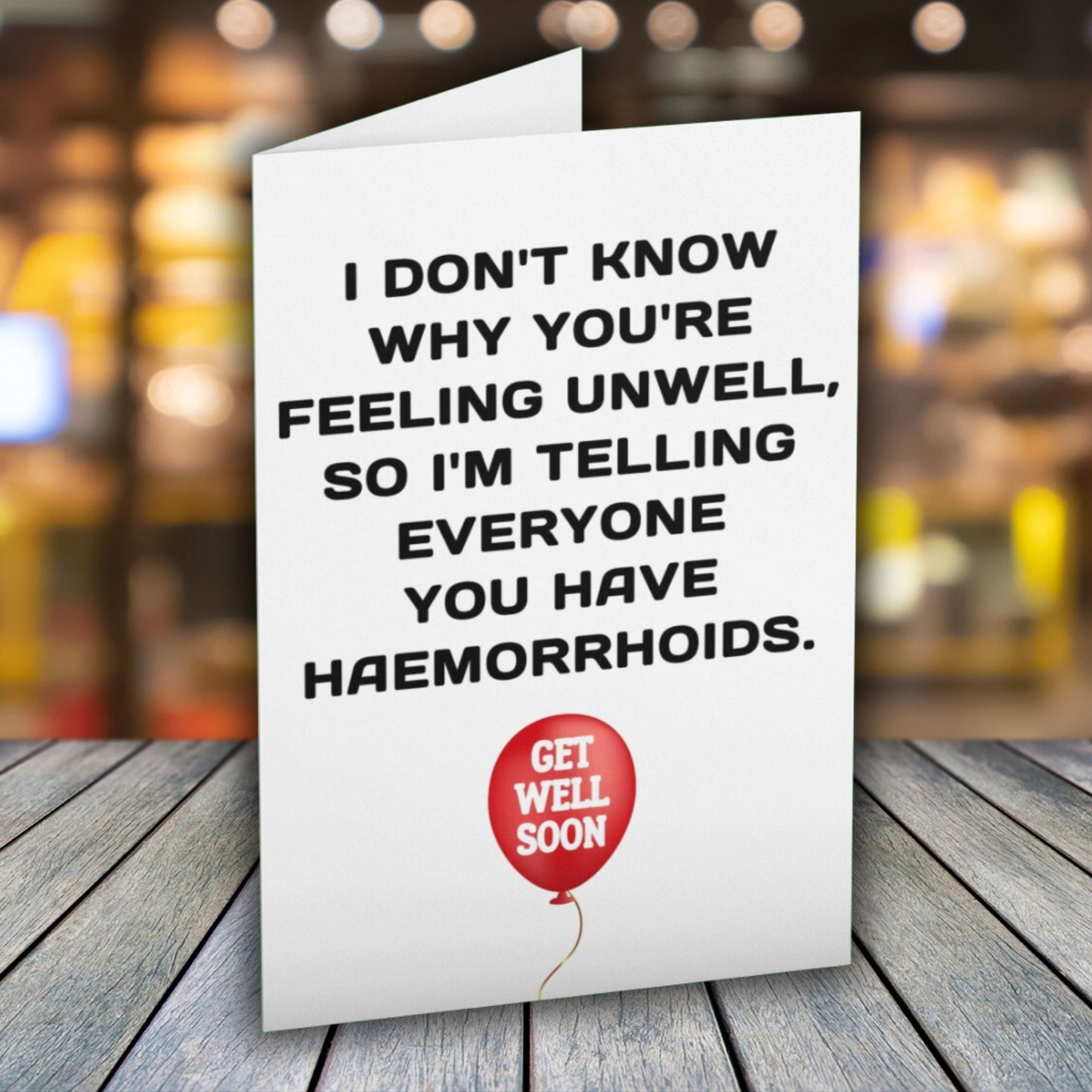 Funny Get Well Soon Haemorrhoids Joke Card - Click Of A Button Prints