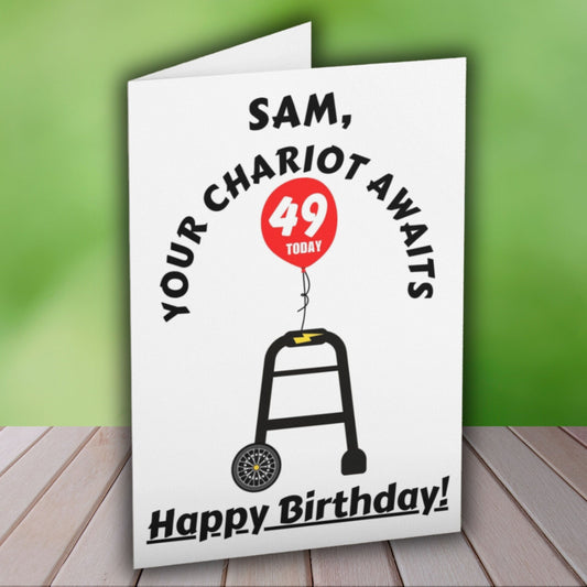 Personalised Zimmer Frame Birthday Card - Click Of A Button Prints