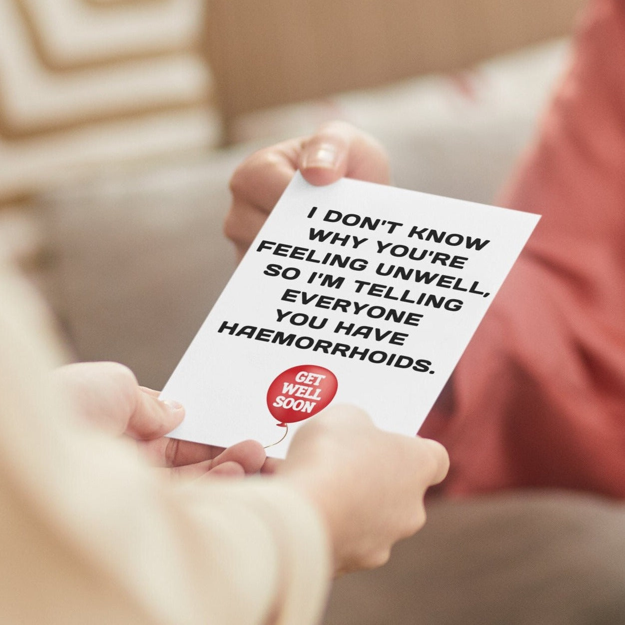 Funny Get Well Soon Haemorrhoids Joke Card - Click Of A Button Prints