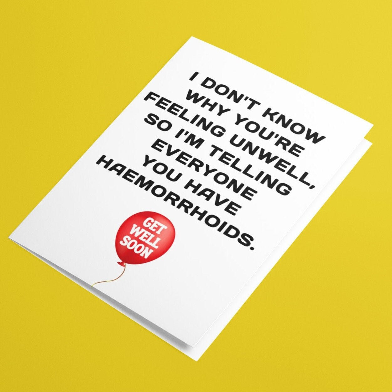 Funny Get Well Soon Haemorrhoids Joke Card - Click Of A Button Prints