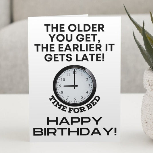Time For Bed Funny Birthday Card - Click Of A Button Prints