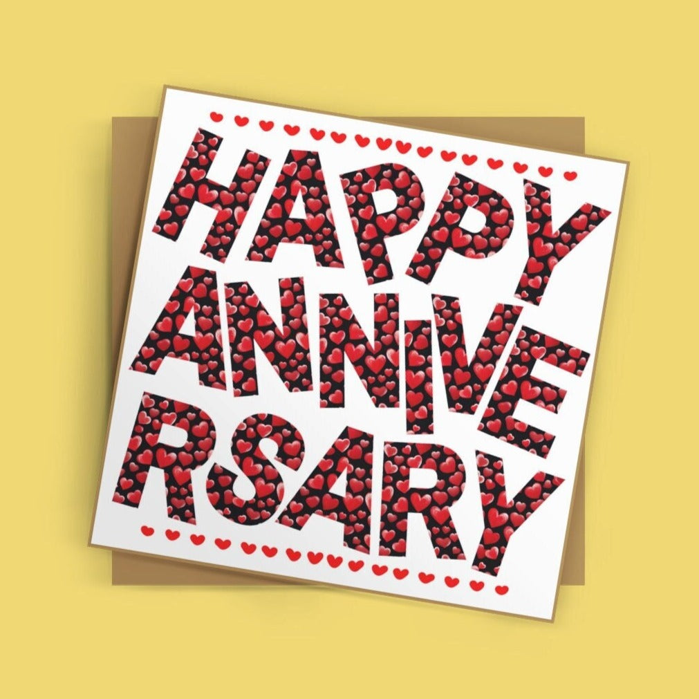 Happy Anniversary Love Hearts Card - Click Of A Button Prints