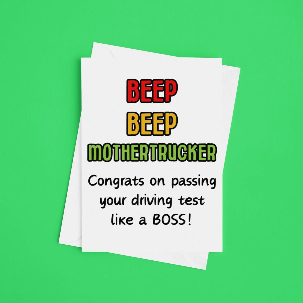 Beep Beep Mothertrucker Driving Test Card - Click Of A Button Prints