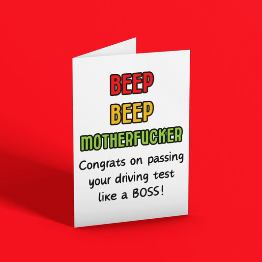 Beep Beep Motherfucker Card, Driving Test Card - Click Of A Button Prints