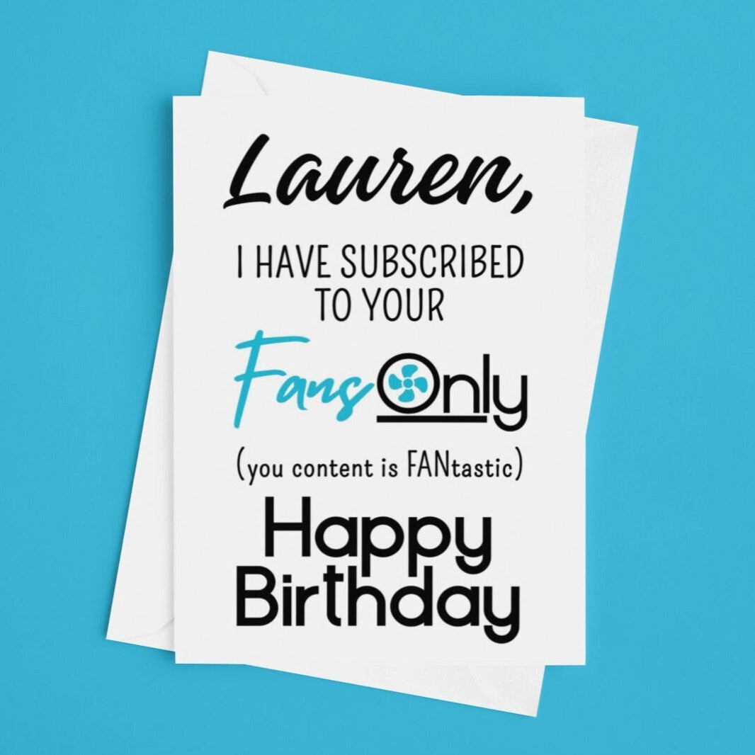 Personalised OnlyFans Joke Birthday Card - Click Of A Button Prints