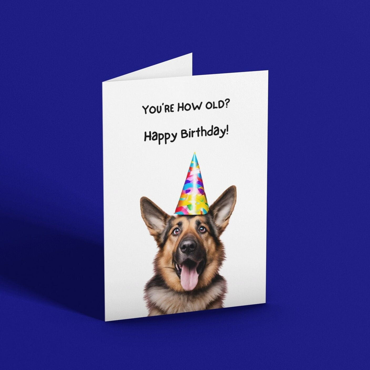 Cheeky Alsatian German Shepherd Birthday Card - Click Of A Button Prints