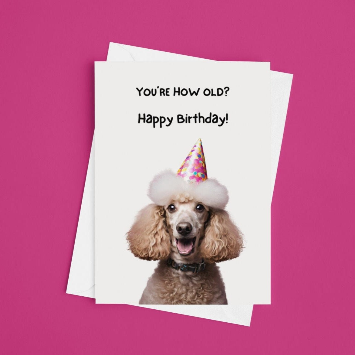 Cheeky Poodle Birthday Card - Click Of A Button Prints