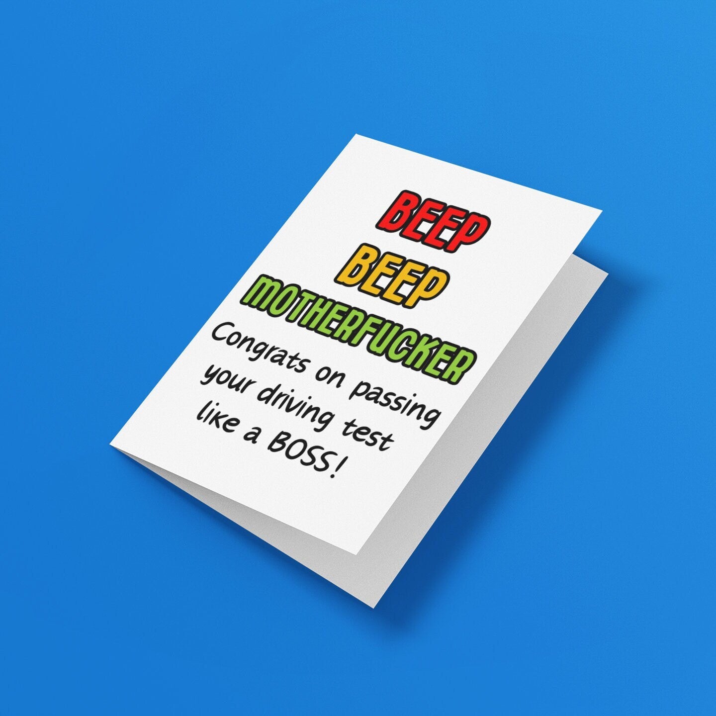 Beep Beep Motherfucker Card, Driving Test Card - Click Of A Button Prints