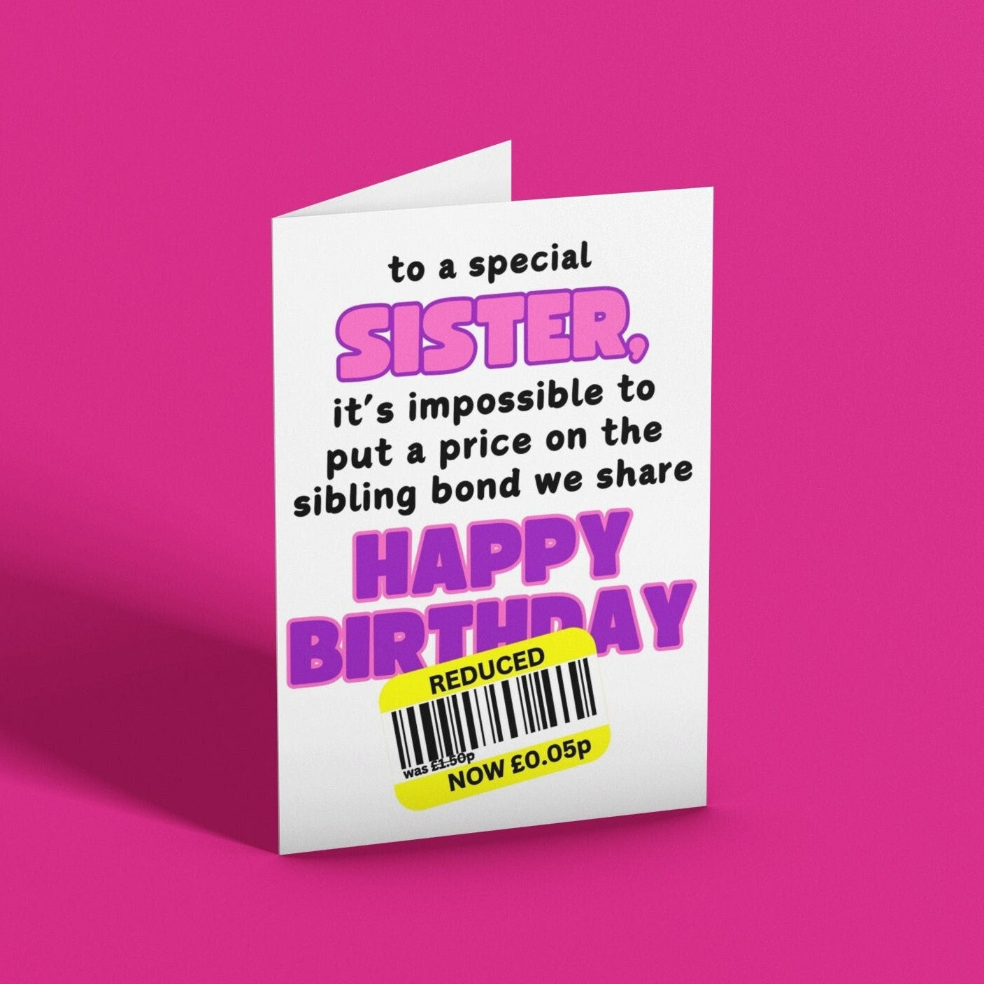 Reduced Sticker Sister Birthday Card - Click Of A Button Prints
