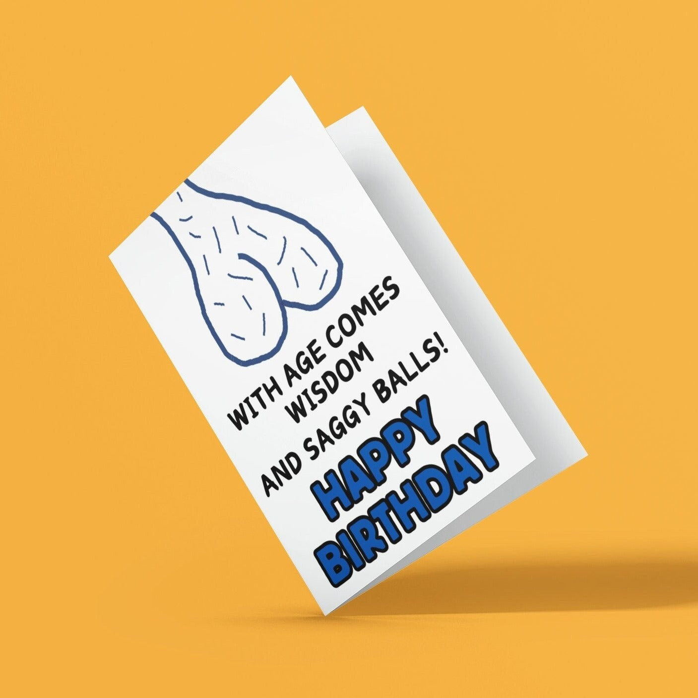 With Age Come Wisdom And Saggy Balls Birthday Card - Click Of A Button Prints
