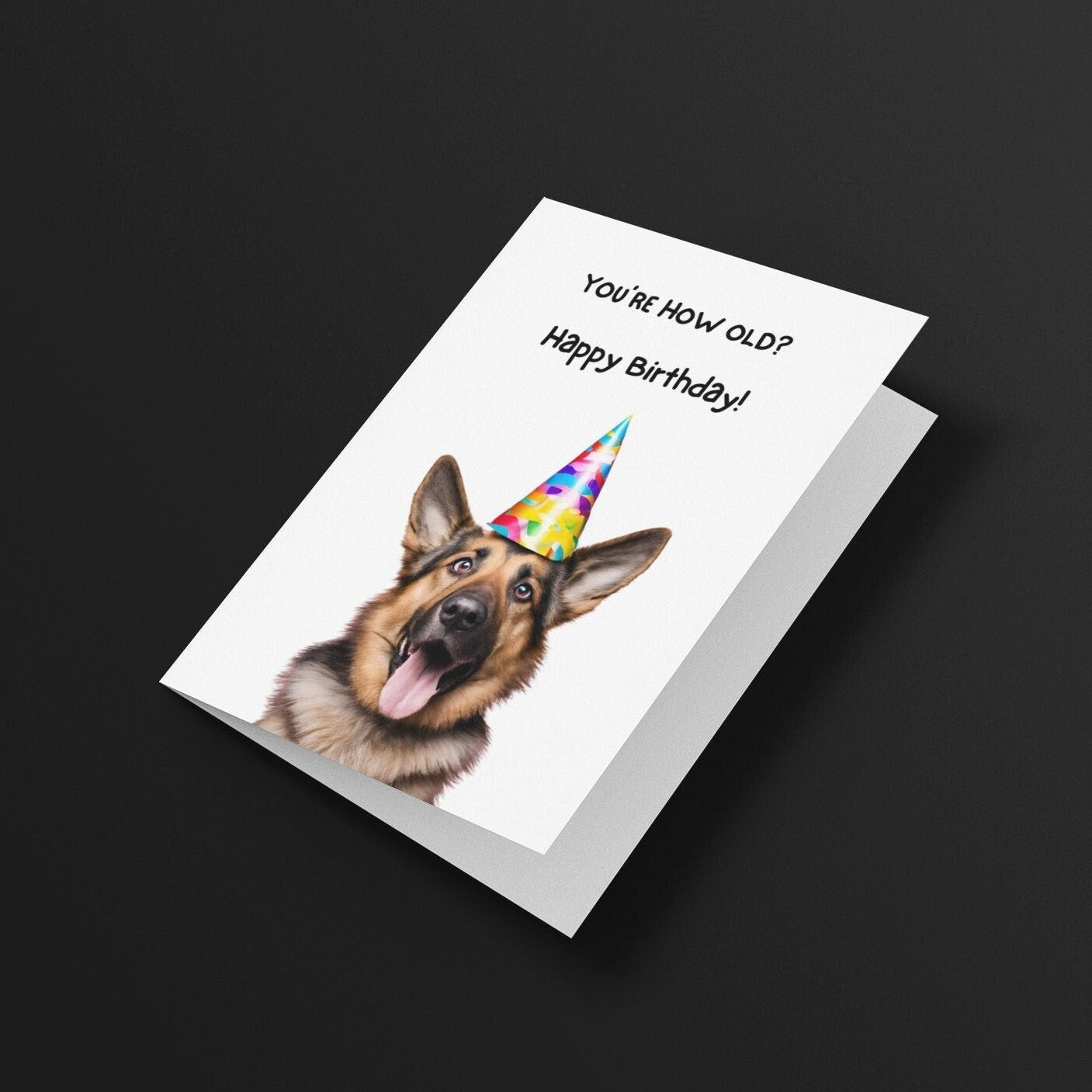 Cheeky Alsatian German Shepherd Birthday Card - Click Of A Button Prints