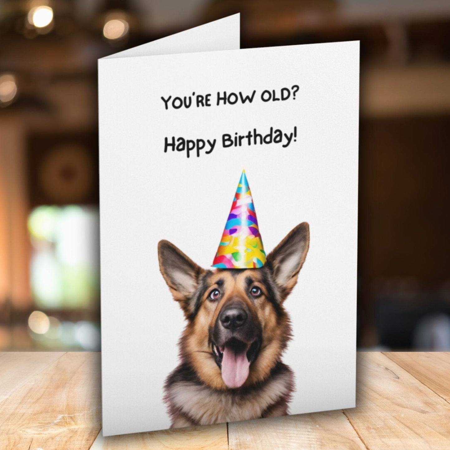 Cheeky Alsatian German Shepherd Birthday Card - Click Of A Button Prints
