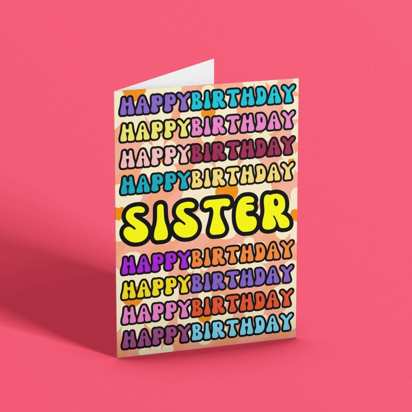 Funky Retro Sister Birthday Card - Click Of A Button Prints
