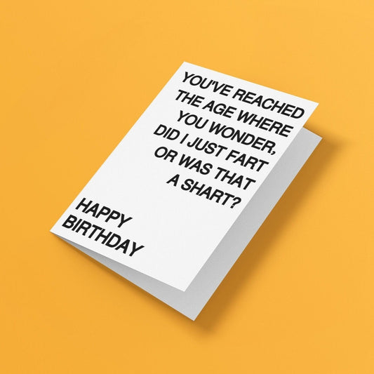 Funny Fart Or Shart Birthday Card - Click Of A Button Prints