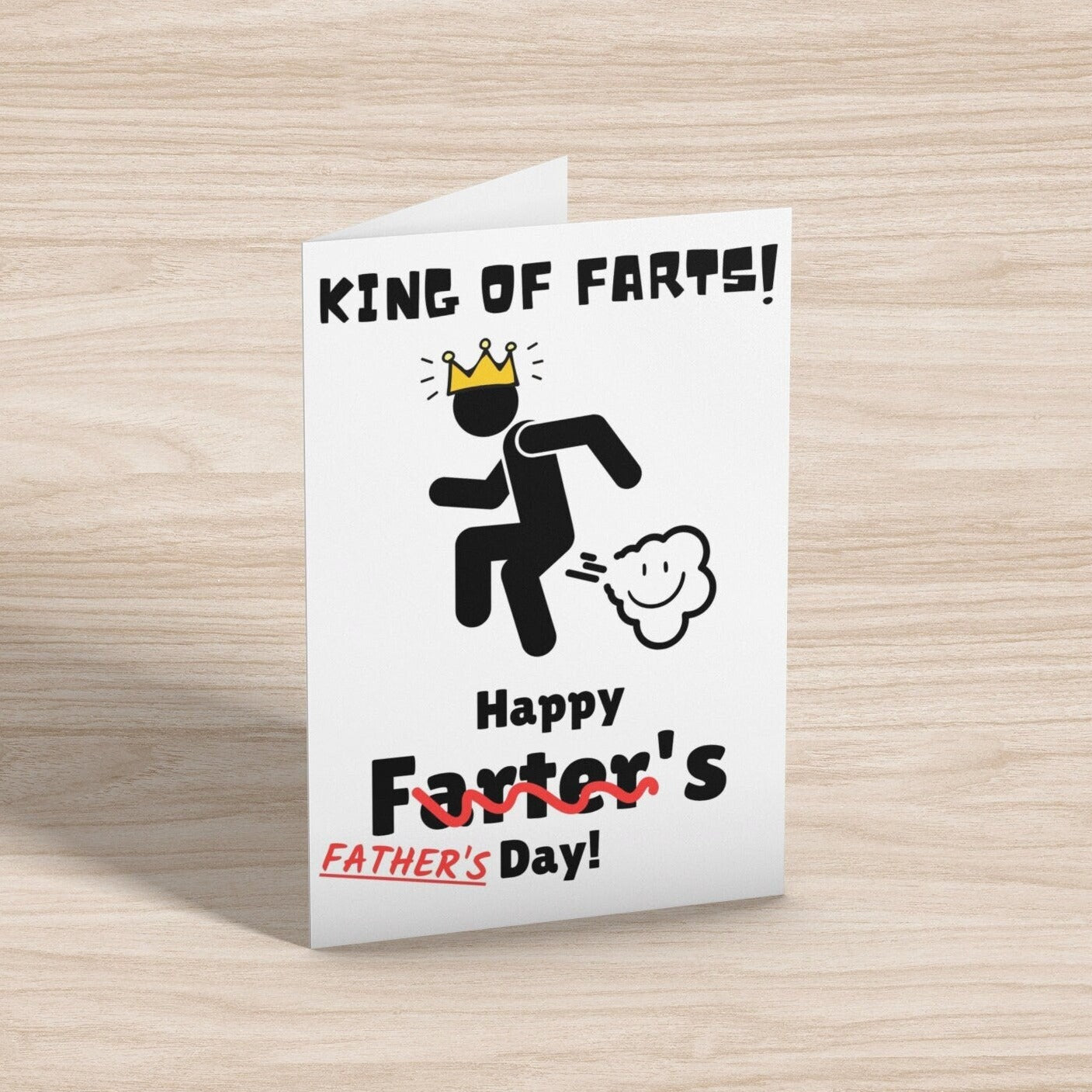 King Of Farts Joke Card, Happy Father's Day Card - Click Of A Button Prints