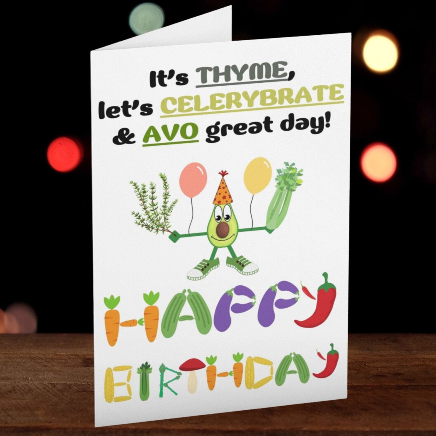 Vegetable Food Pun Birthday Card - Click Of A Button Prints