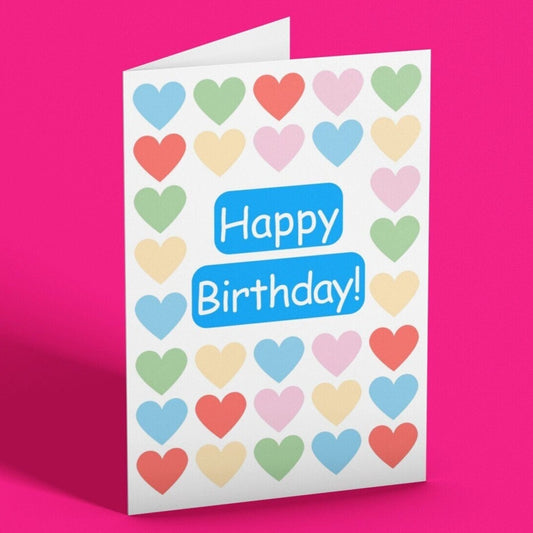 Cute Love Hearts Birthday Card - Click Of A Button Prints