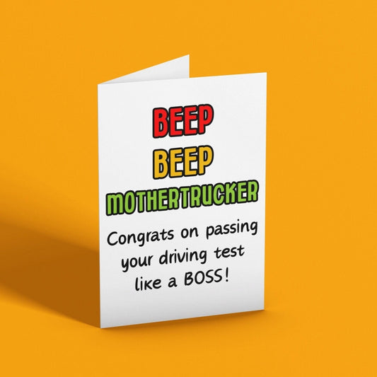 Beep Beep Mothertrucker Driving Test Card - Click Of A Button Prints