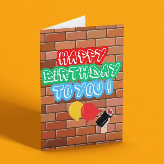 Fun Graffiti Happy Birthday To You Card - Click Of A Button Prints