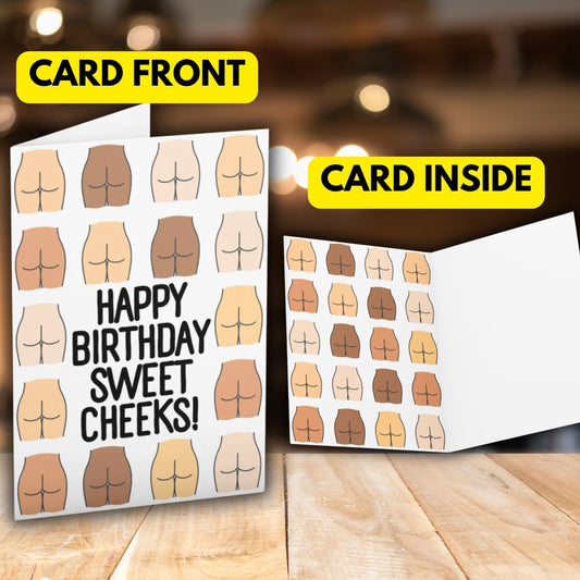 Happy Birthday Sweet Cheeks Card - Click Of A Button Prints