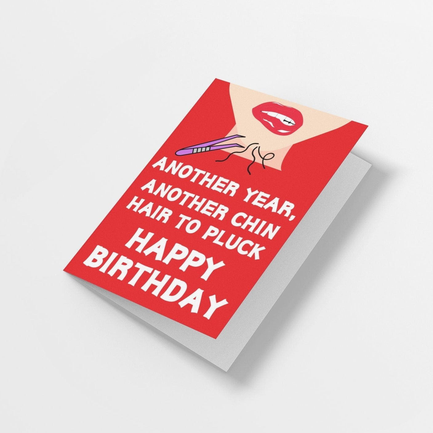 Another Year Another Chin Hair Happy Birthday Card - Click Of A Button Prints