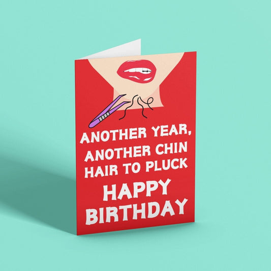 Another Year Another Chin Hair Happy Birthday Card - Click Of A Button Prints