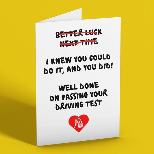 Well Done On Passing Your Driving Test Funny Card - Click Of A Button Prints