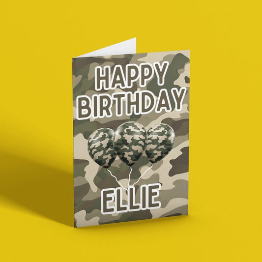 Personalised Military Camo Birthday Card - Click Of A Button Prints
