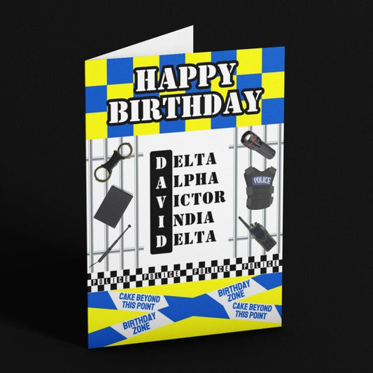 Personalised Police Phonetic Alphabet Birthday Card - Click Of A Button Prints