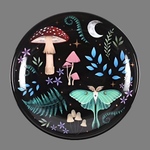 Round Dark Forest Print Trinket Dish