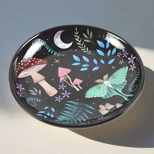 Round Dark Forest Print Trinket Dish